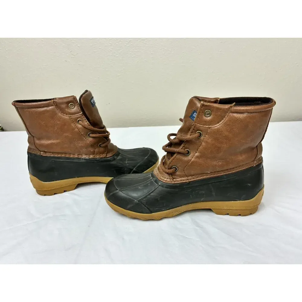 Youth Kids Unisex Sperry Port Duck Brown Tan Youth 3M Waterproof Rubber Boots